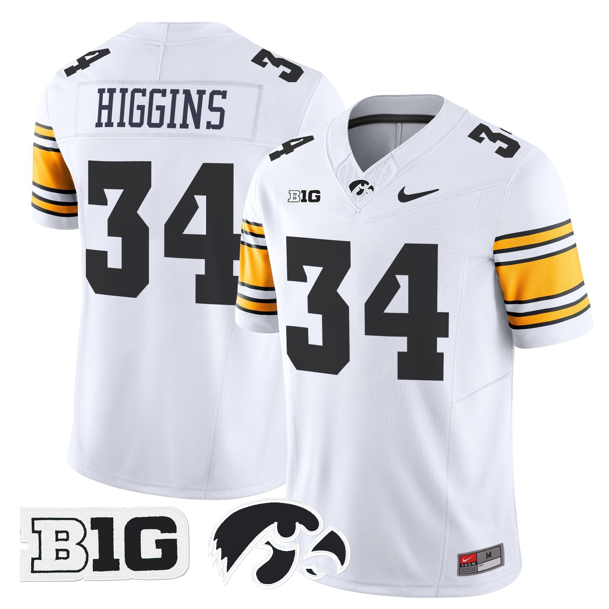 Men Iowa Hawkeyes #34 Higgins White Nike 2024 Vapor Limited NCAA Jersey->ncaa teams->NCAA Jersey